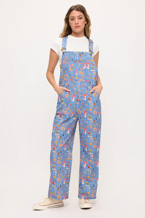 Enchanted Forest Mushroom Print Overalls