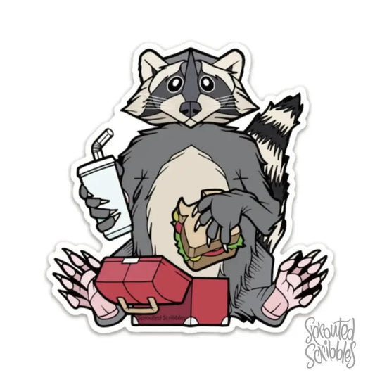 Snacking Raccoon Sticker
