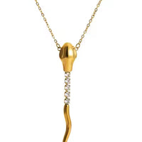 Snake - Tennis Necklace Serpent - Steel 14K Cz Necklace