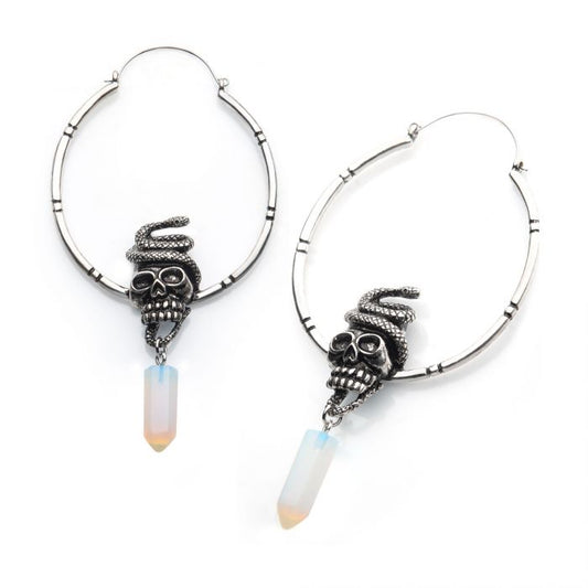 Stainless Steel with Silver Plated Snake on Skull Plug Hangers