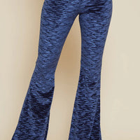 Navy Velvet Burn Out Print Bell Bottom