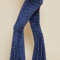 Navy Velvet Burn Out Print Bell Bottom