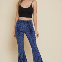 Navy Velvet Burn Out Print Bell Bottom