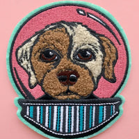 Patch chenille chien spatial