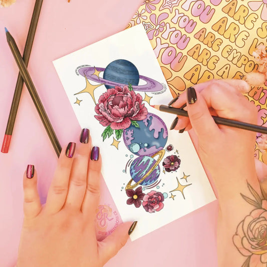 Space Flower Temporary Tattoo