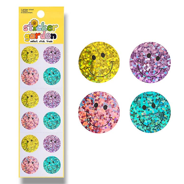 SPARKLE HAPPY FACE STICKER SHEET