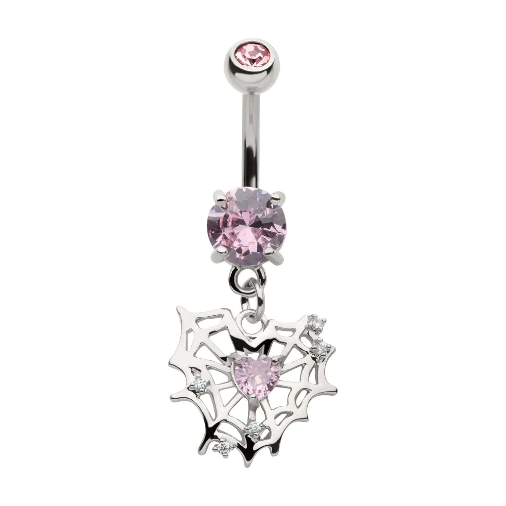 Spiderweb Heart Dangle Navel