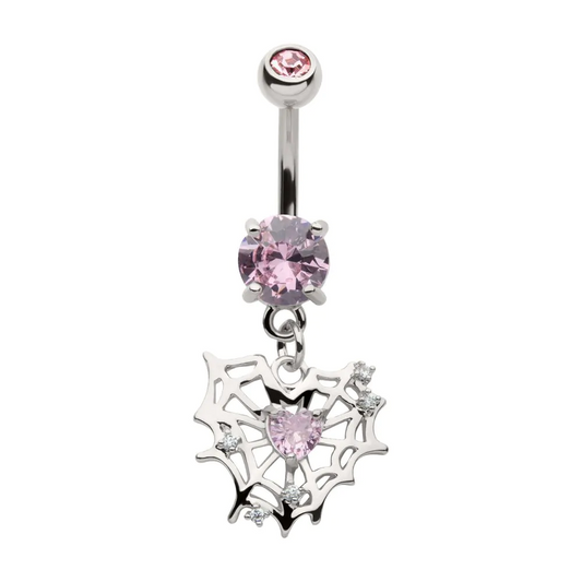 Spiderweb Heart Dangle Navel