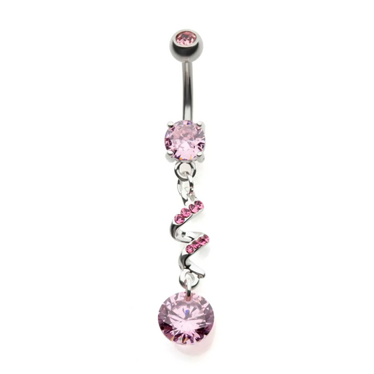 Spiral Dangle With Round CZ Navel