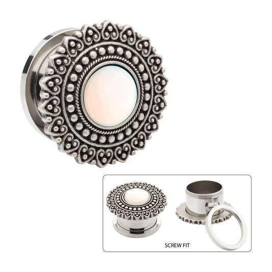 Heart Filigree Design With Stone Machinehead 2g