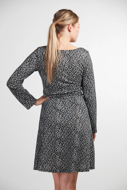 Leopard Print Button Up Sweater Dress