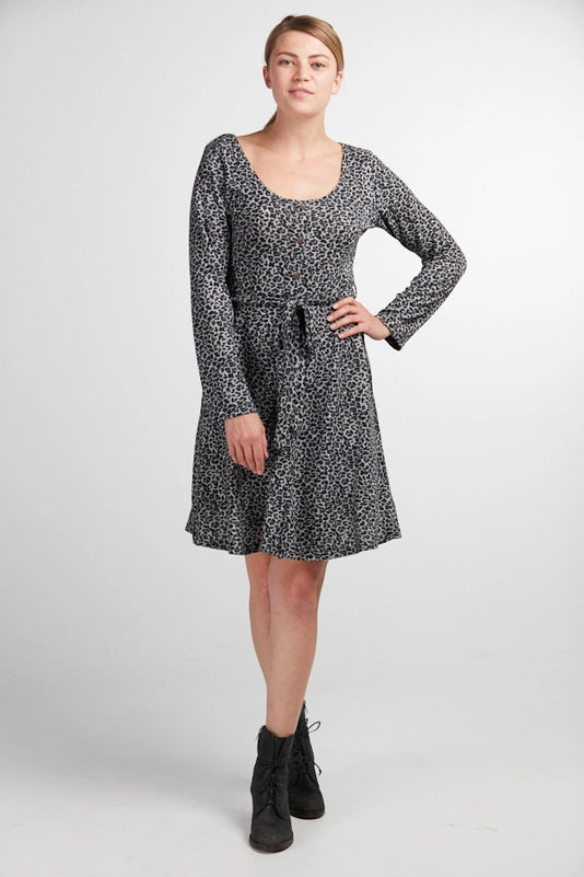 Leopard Print Button Up Sweater Dress