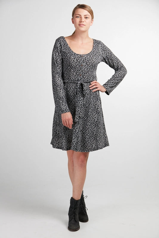 Leopard Print Button Up Sweater Dress