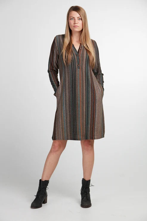 Retro Srtiped Winter Tunic Multi Color