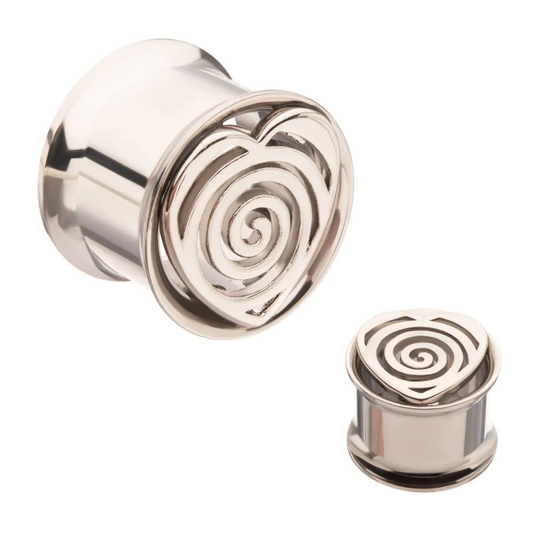 Swirl Heart Double Flare Steel Tunnel 0g - 7/8
