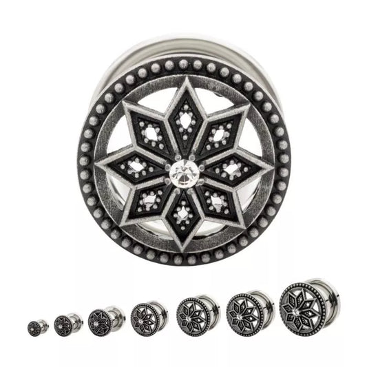 Pointed Flower With Gem 0g - 7/8