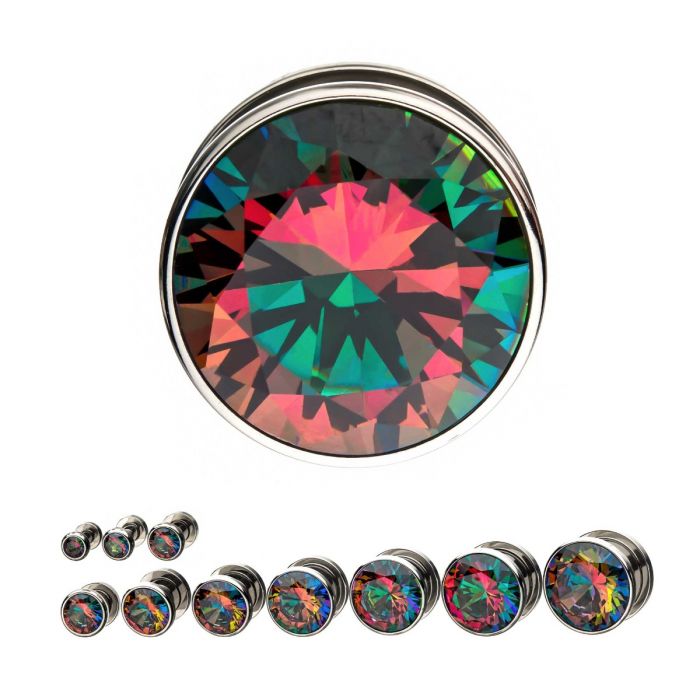 Red Green Iridescent Jewelled Machine Heads 0g - 9/16"