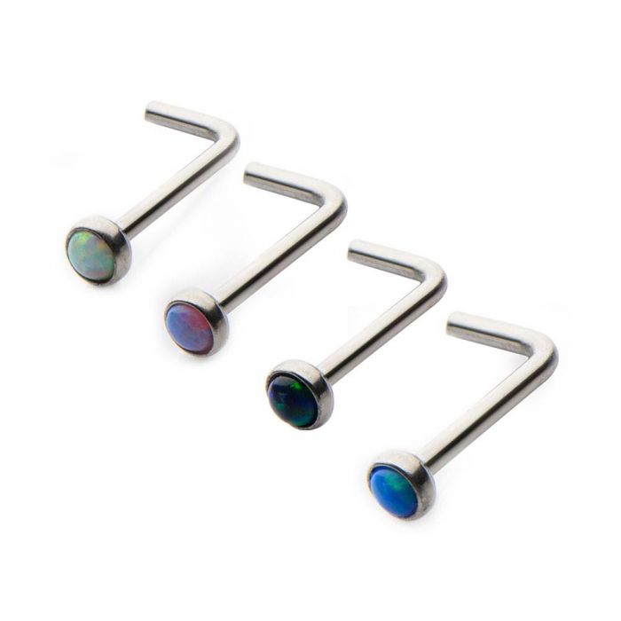 Lunette opale en forme de L en acier chirurgical 20 g, 2 mm