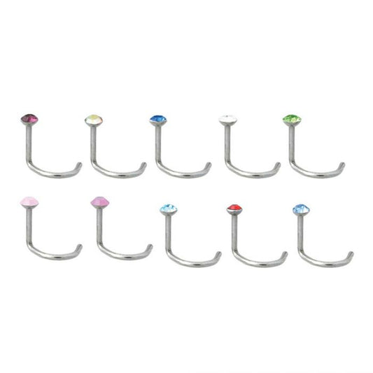 Tornillo de nariz de 18 g con gema engastada en bisel de 2 mm