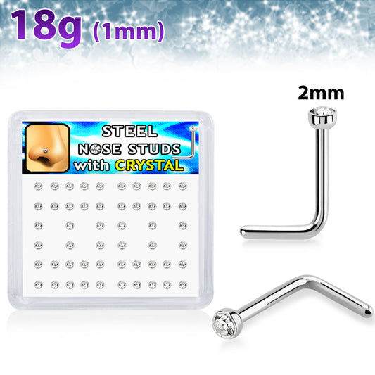 18g Bezel Set 2mm Clear Gem