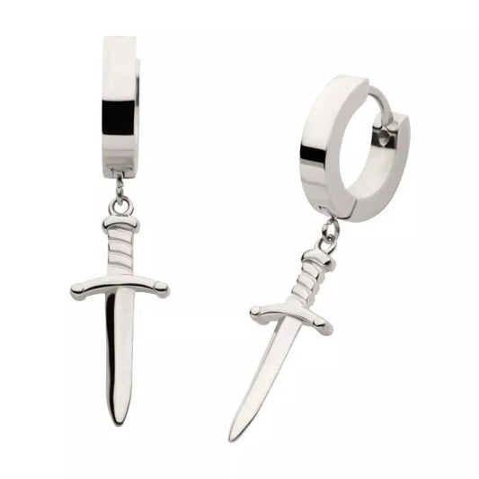 Dagger Steel Dangle Huggies