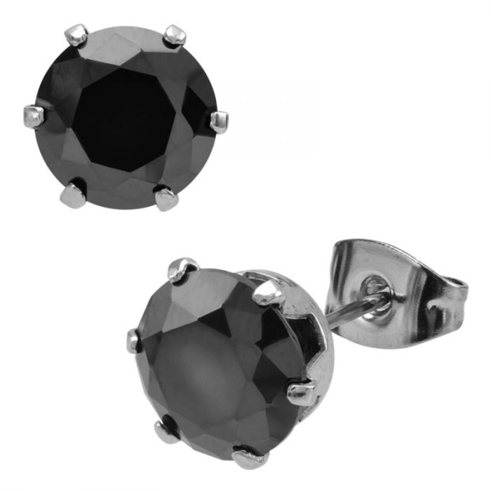Black CZ Studs 6mm