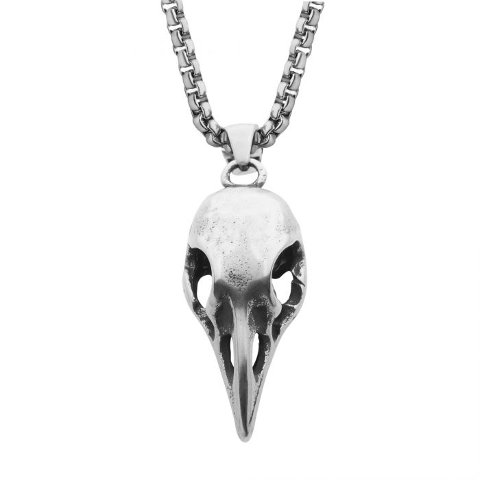 Crow Skull Distressed Matte On Chain