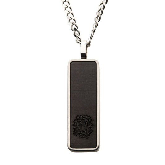Carbon Fiber & Steel Dog Tag Necklace 24"