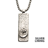 Stainless Steel Silver IP Dog Tag Pendant with Eagle Head Inlay 19.25" Chain
