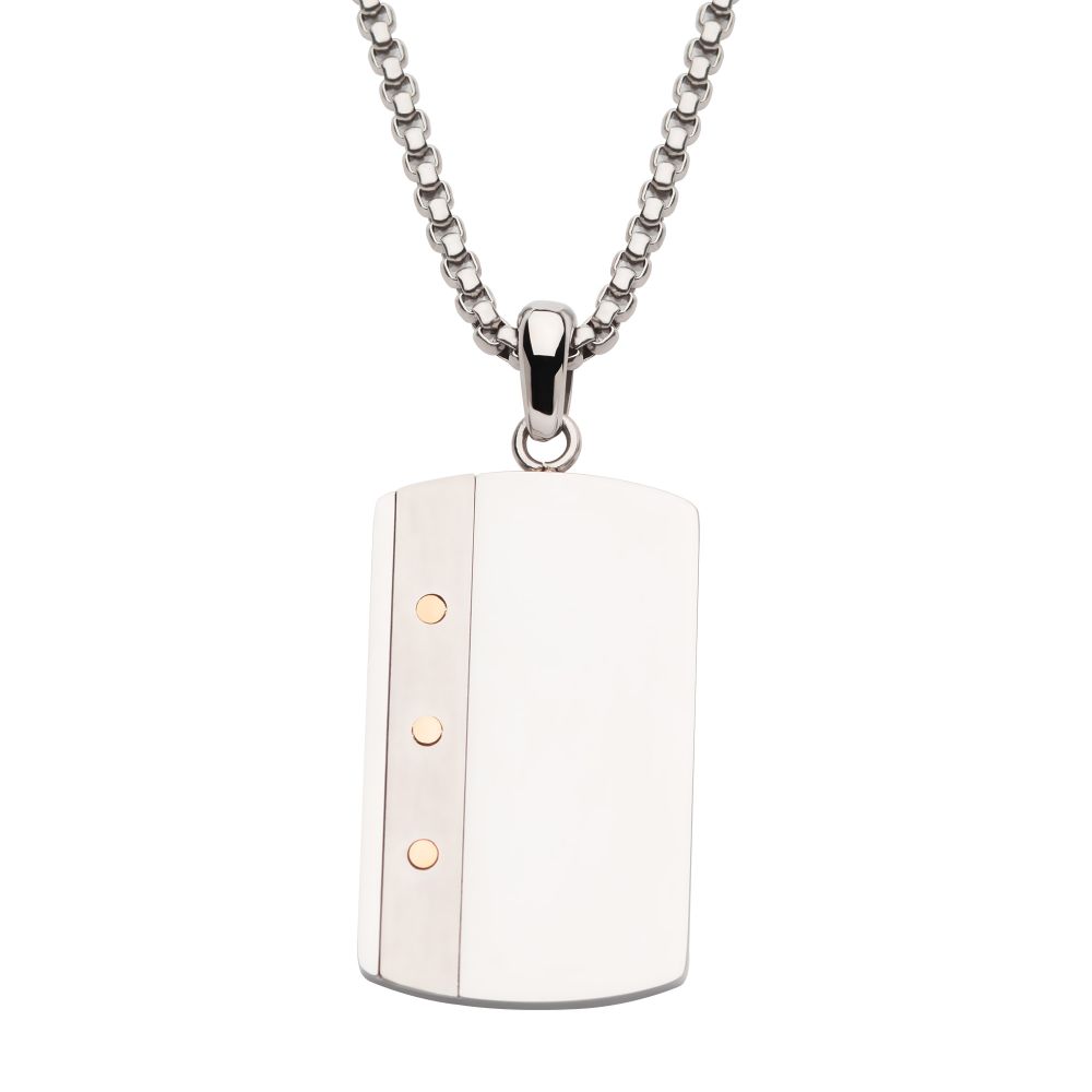 Steel Dogtag Riveted Necklace 24"