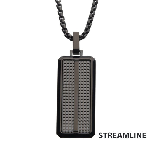 Black IP Streamline Dog Tag Pendant with Bold 22" Box Chain