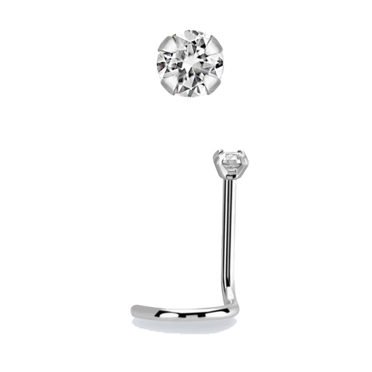 20g 2mm Prong Set Cubic Zirconia Nose Screw