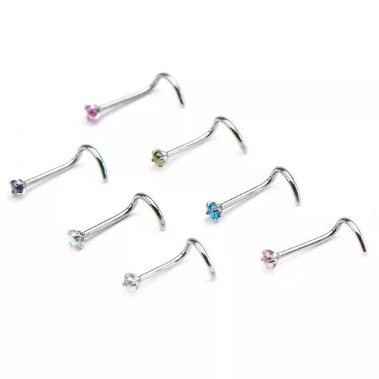 20G PRONG SET 2MM COLOR GEM SCREW