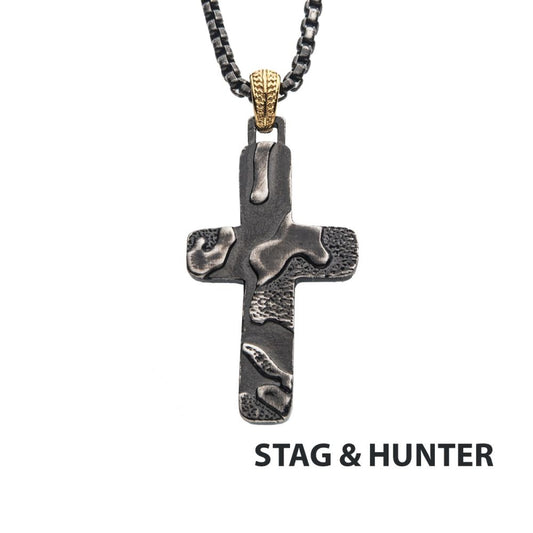 Cross Gunmetal Canyon Pendant Necklace 24"