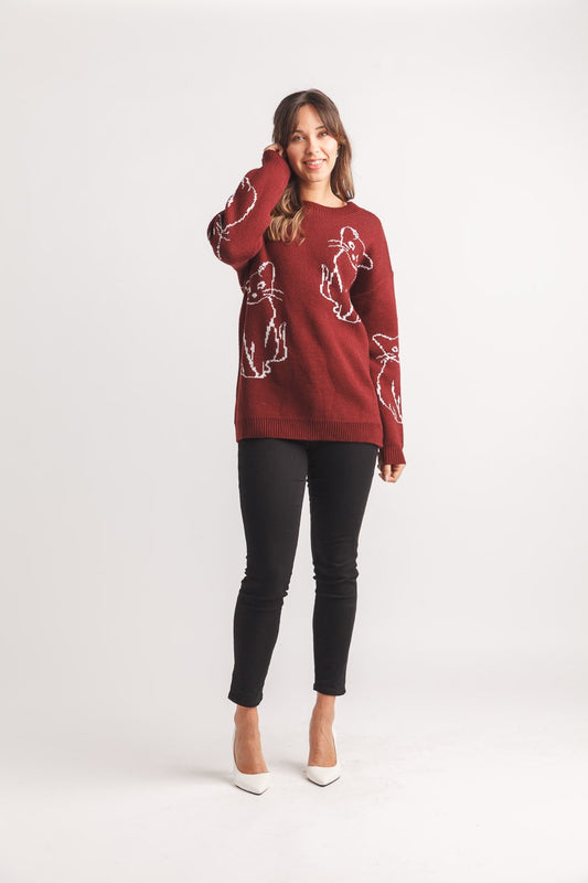 Knit Cat Intarsia Sweater
