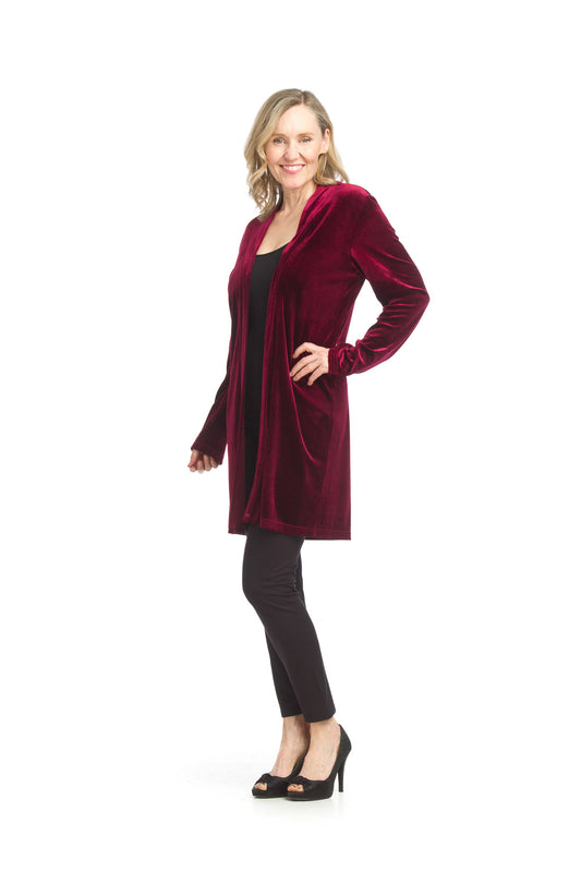 Burgandy Crushed Velvet Cardigan