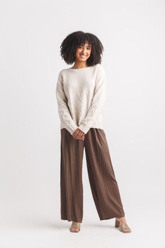 Crew Neck Rib Top Cable Botton
