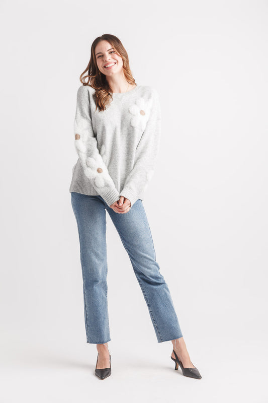 Eyelash Daisy Intarsia Sweater