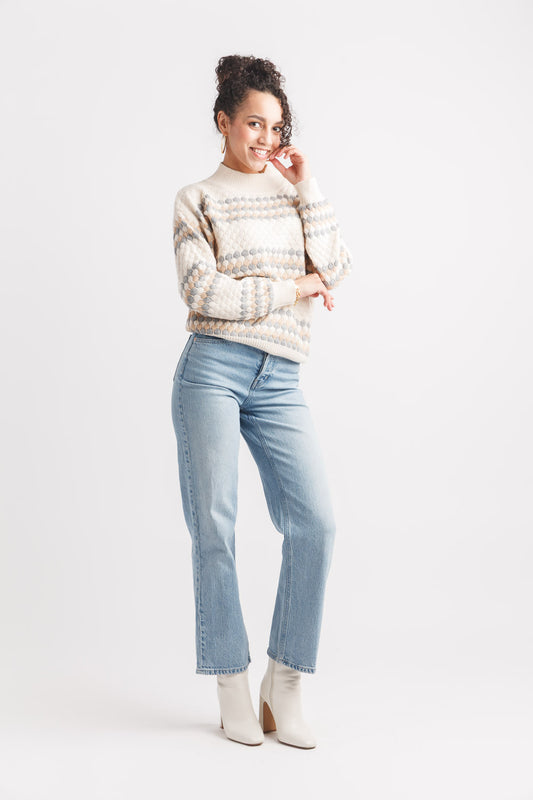 Textured Knit Mock Neck Sweater