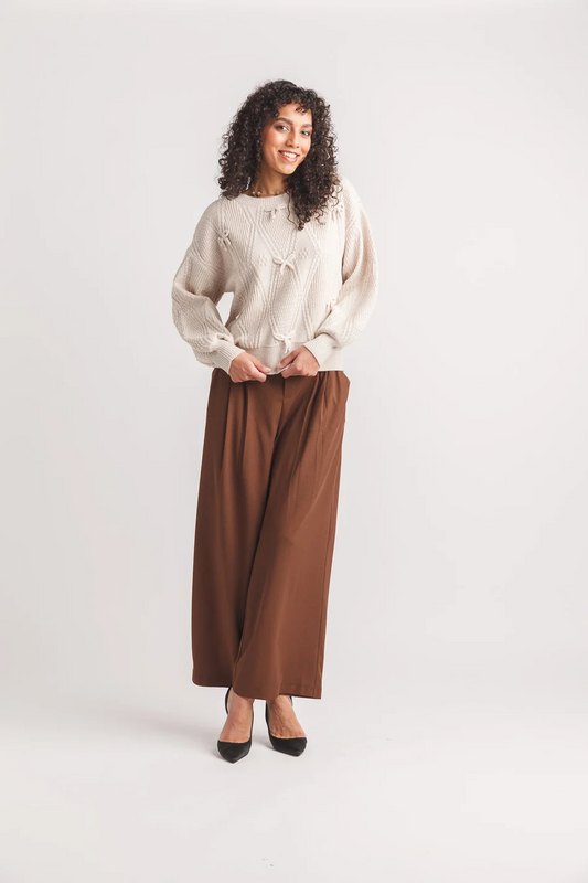Cable Knit Balloon Sleeve Sweater