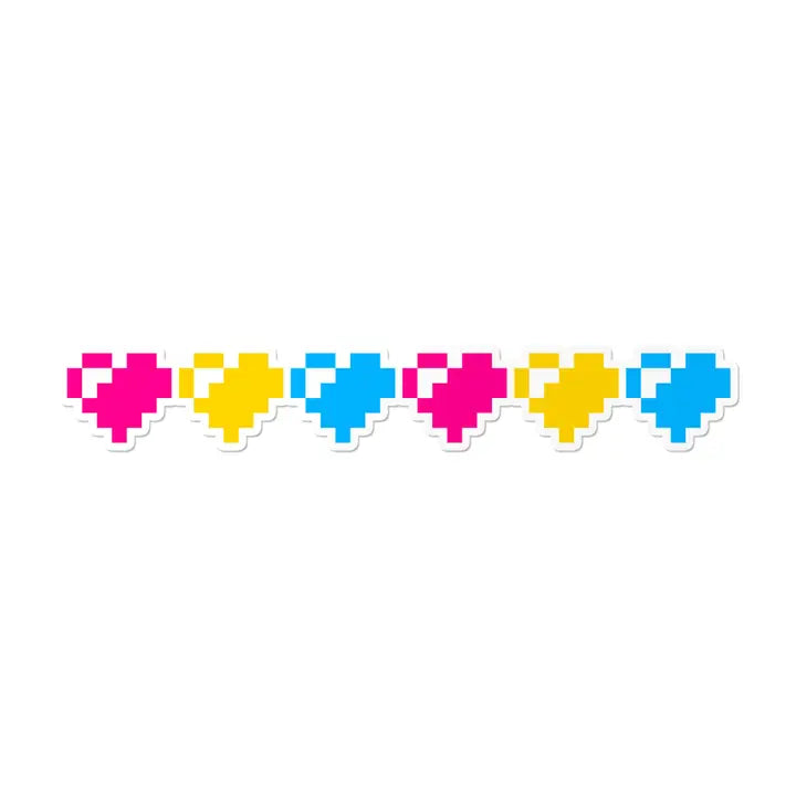 Pansexual 8 Bit Hearts Waterproof LGBTQ+ Sticker