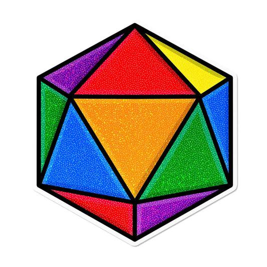 Holographic Gay D20 Dice Waterproof LGBTQ+ Sticker