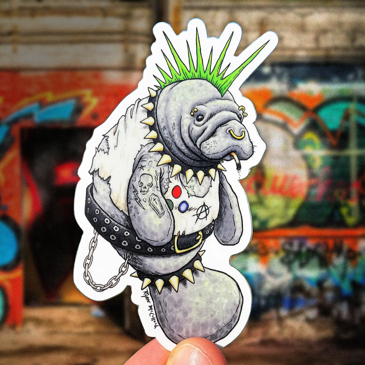 Punk Manatee Sticker