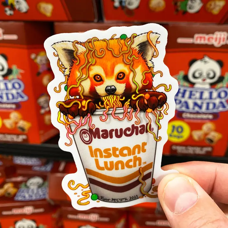 Ramen Red Panda Holo Sticker