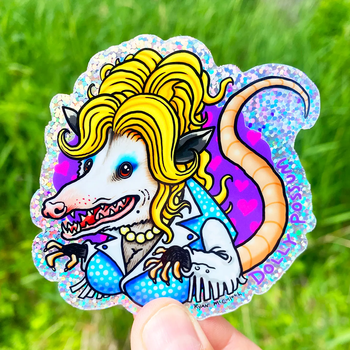 Dolly Possum Glitter Sticker