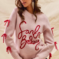 Santa Baby Lettering Christmas Holiday Sweater Top