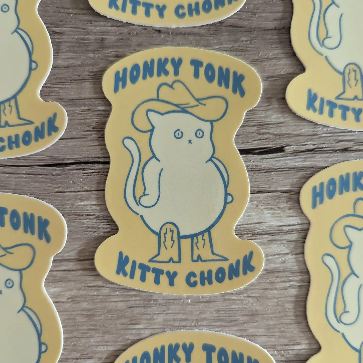 Honky Tonk Kitty Chonk - Cute Cowboy Cat Vinyl Sticker