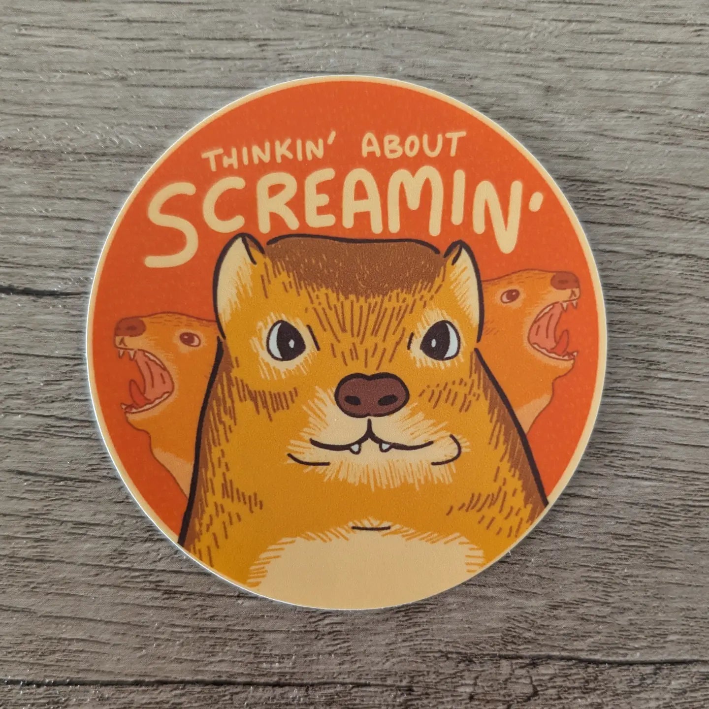 Thinkin About Screamin - Cute Funny Hyrax Vinyl Sticker