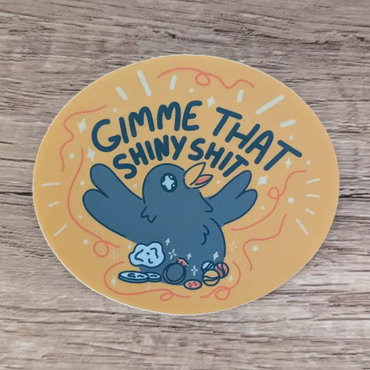 Shiny Collector- Cute BowerBird Crow Vinyl Sticker