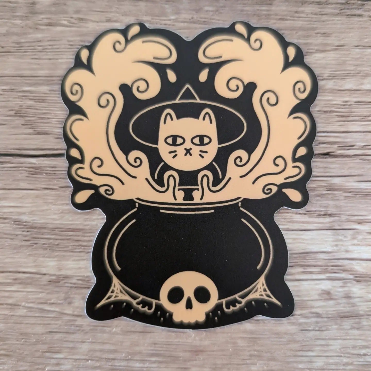 Kitty Cauldron - Cute Witch Cat Spooky Occult Vinyl Sticker